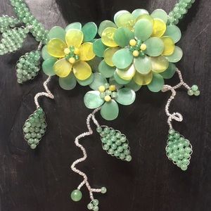 Green statement necklace handmade stunning